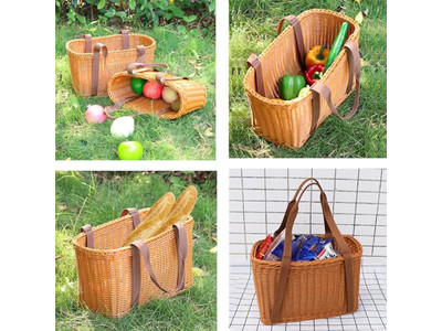 Panier de Pique-nique avec Couverture Petits Cadeaux de Pique-nique Kit de Sac à Dos en Copeaux de Bois Fait Main