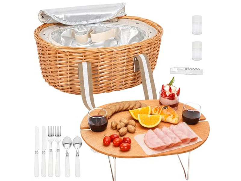 Panier de Pique-nique Tressé Français Déjeuner en Osier Résine Plastique Mini Paniers pour Enfants