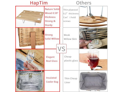 Panier de pique-nique vintage en bois en forme de cœur fait main, grande capacité douce