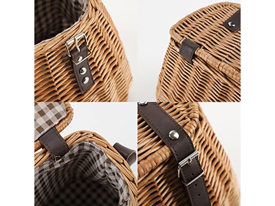 Panier de pique-nique en osier The Range blanc réglable vide avec couvercle cadeau décoratif