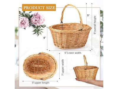 Ensembles de paniers de pique-nique pour enfants pour 6 personnes, panier en plastique avec poignée en bois profond