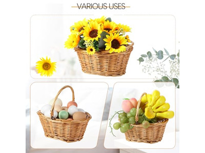 Ensembles de paniers de pique-nique pour enfants pour 6 personnes, panier en plastique avec poignée en bois profond