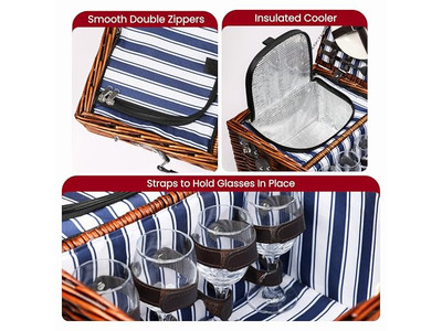 Panier de pique-nique en coton pour enfants, plastique portable isolé, couvercle en bois champignon