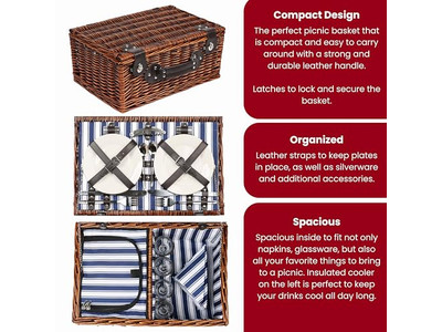 Panier de pique-nique en coton pour enfants, plastique portable isolé, couvercle en bois champignon