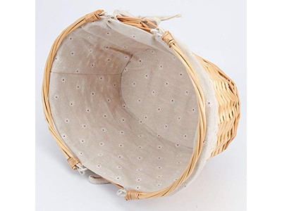 Panier de Pique-nique Tressé en Herbe Marron Foncé avec Vaisselle Assiettes en Bambou