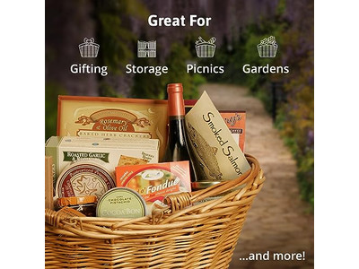 Panier de Pique-nique avec Table Pliante Panier pour 4 Aliments Style Anglais Vintage Couvercle Tressé