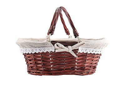 Panier de Pique-nique Portable en Rotin Valise Ensemble de 6 en Osier